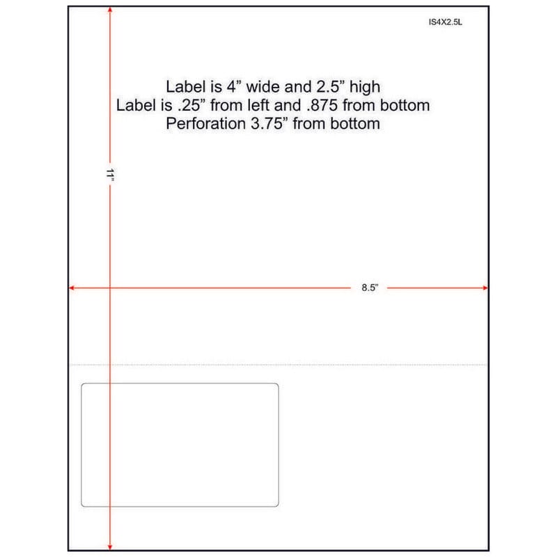 4" x 2-1/2" (4" x 2.5") Integrated Laser Label Form Sheets, 1 Label Left (Carton of 1500)