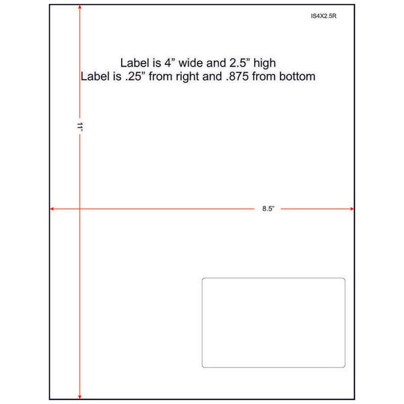 4" x 2-1/2" (4" x 2.5") Integrated Laser Label Form Sheets, 1 Label Right (Carton of 1500)