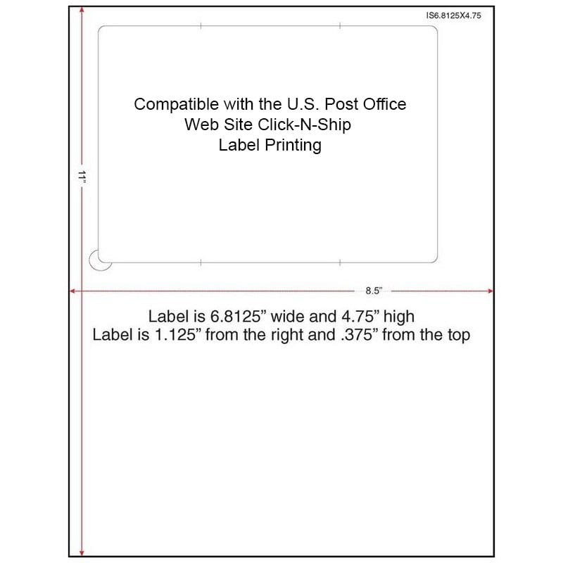 6-13/16" x 4-3/4" (6.8125" x 4.75") Integrated Laser Label Form Sheets, 1 Label (Carton of 1500)