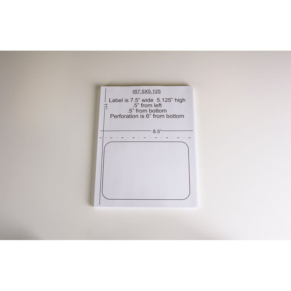 7-1/2" x 5-1/8" (7.5" x 5.125") Integrated Laser Label Form Sheets, 1 Label (Carton of 1500) - Image 2