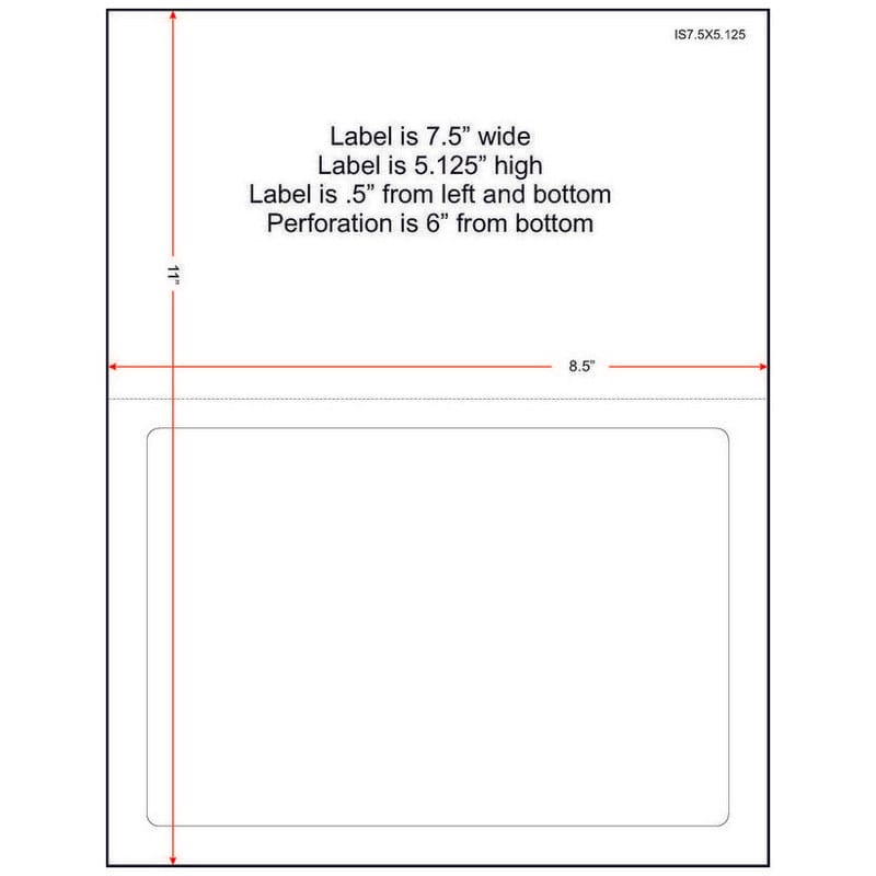 7-1/2" x 5-1/8" (7.5" x 5.125") Integrated Laser Label Form Sheets, 1 Label (Carton of 1500)