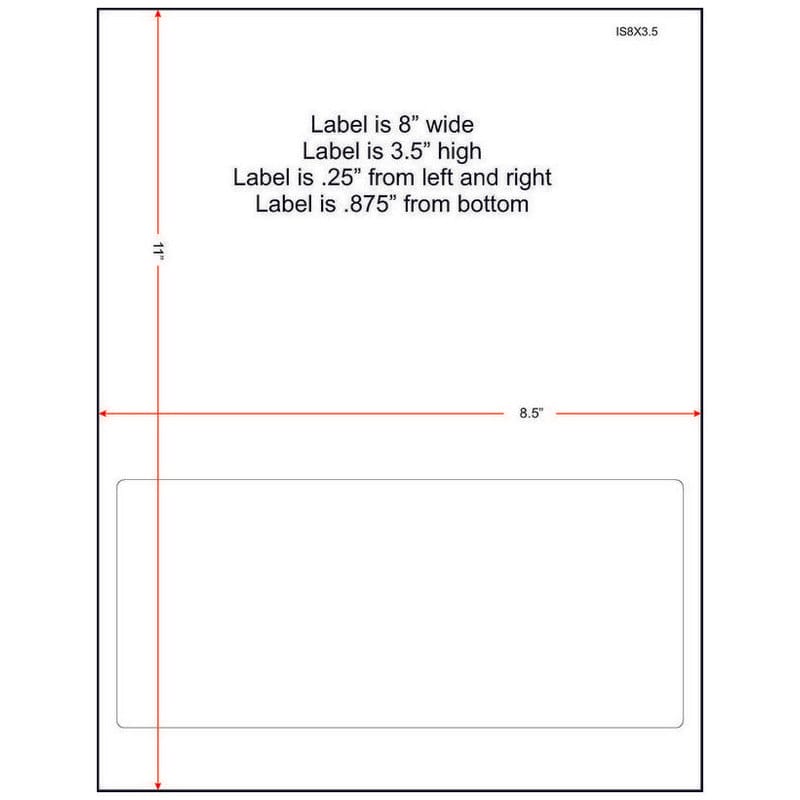 8" x 3-1/2" (8" x 3.5") Integrated Laser Label Form Sheets, 1 Label (Carton of 1500)