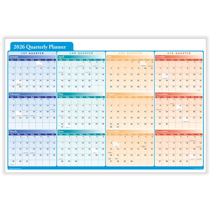 ComplyRight 2026 Quarterly Planner, 2 Sided, 36" x 24" (Pack of 1)