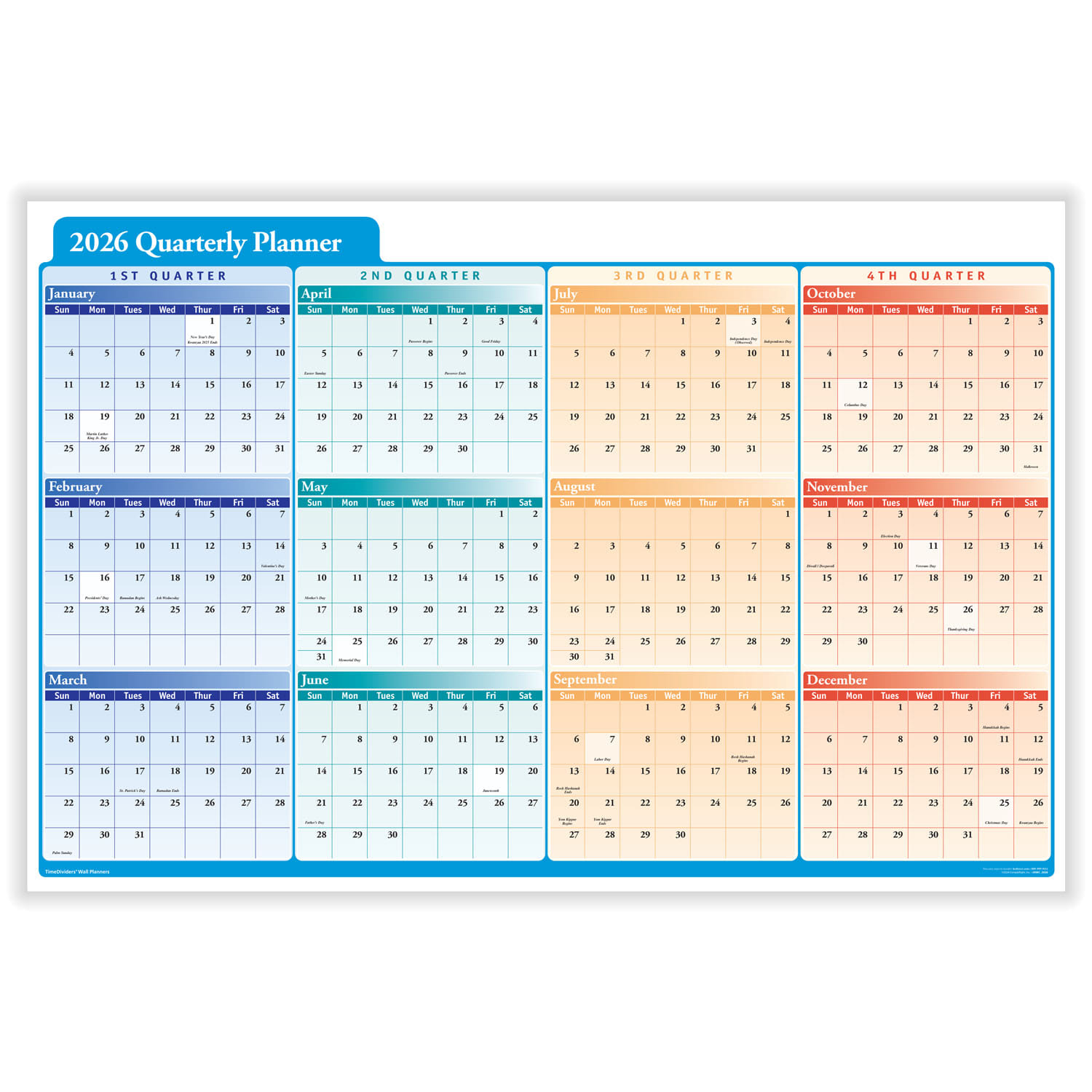 ComplyRight 2026 Quarterly Planner, 2 Sided, 36" x 24" (Pack of 1)