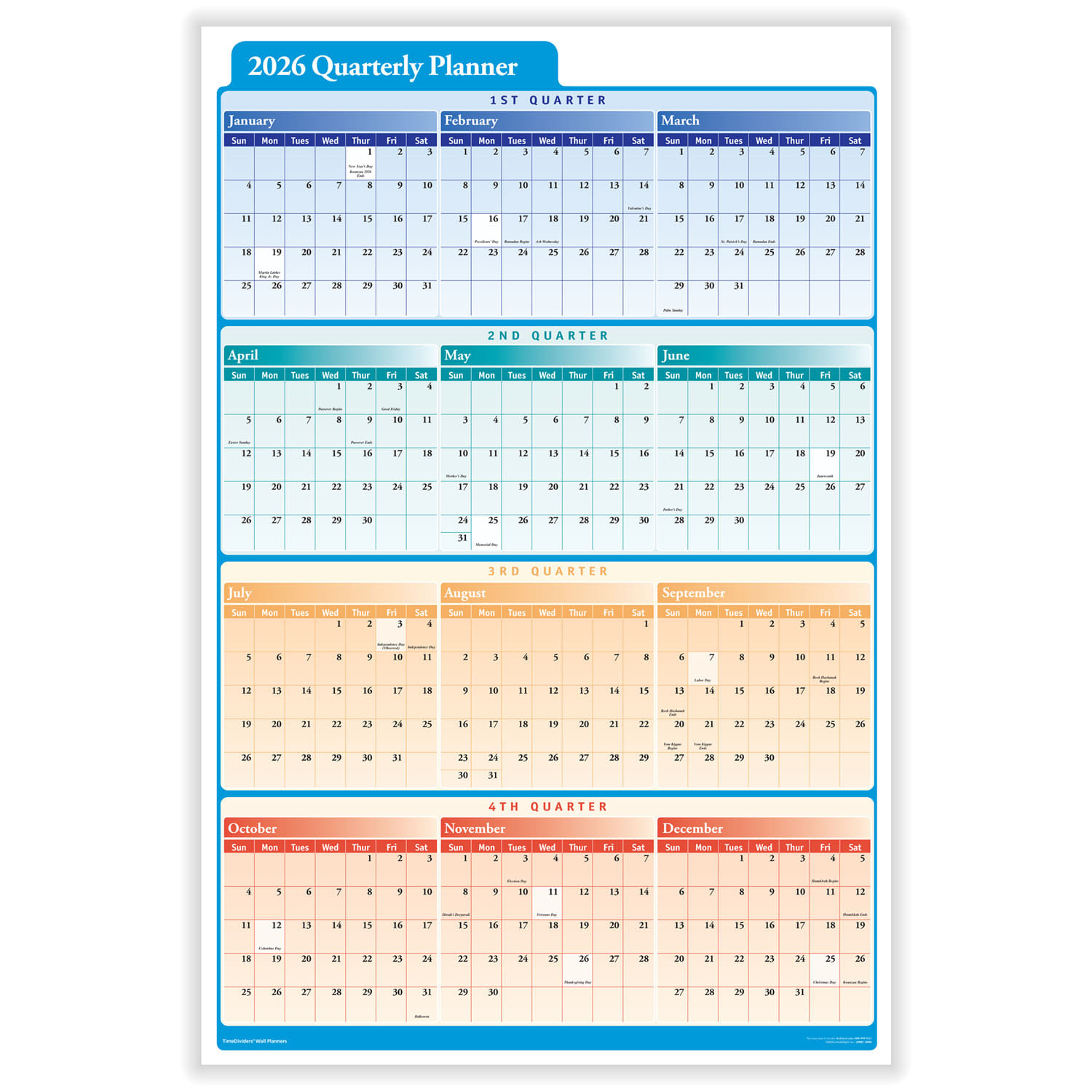 ComplyRight 2026 Quarterly Planner, 2 Sided, 36" x 24" (Pack of 1) - Image 2