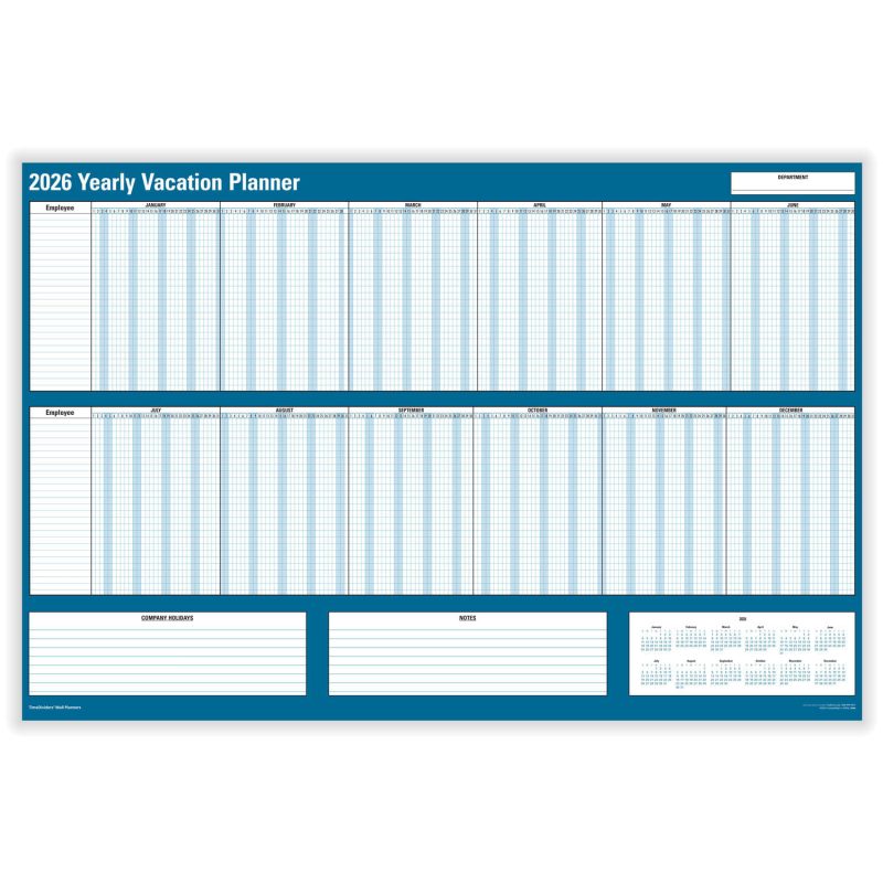 ComplyRight 2026 Yearly Vacation Planner, 36" x 24" (Pack of 1)