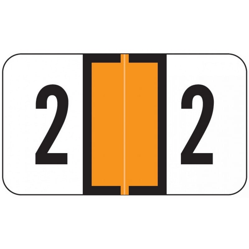 Jeter 0300 Compatible Numeric "2" Labels, Laminated Stock, 1-5/8" x 15/16" Individual Numbers - Roll of 500