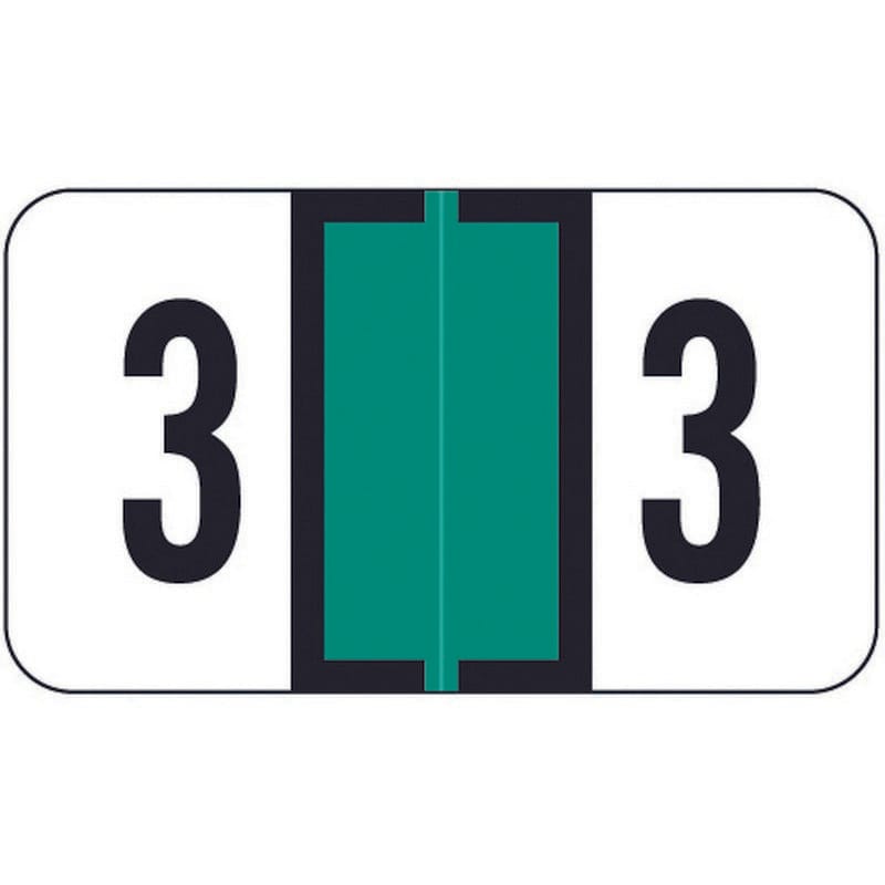 Jeter 0300 Compatible Numeric "3" Labels, Laminated Stock, 1-5/8" x 15/16" Individual Numbers - Roll of 500