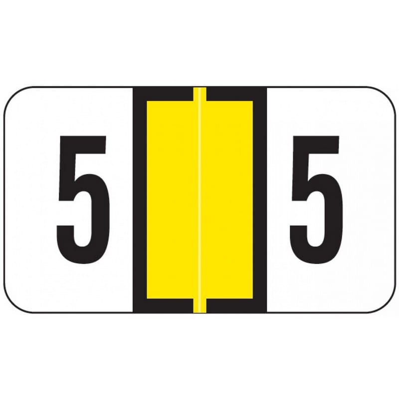 Jeter 0300 Compatible Numeric "5" Labels, Laminated Stock, 1-5/8" x 15/16" Individual Numbers - Roll of 500