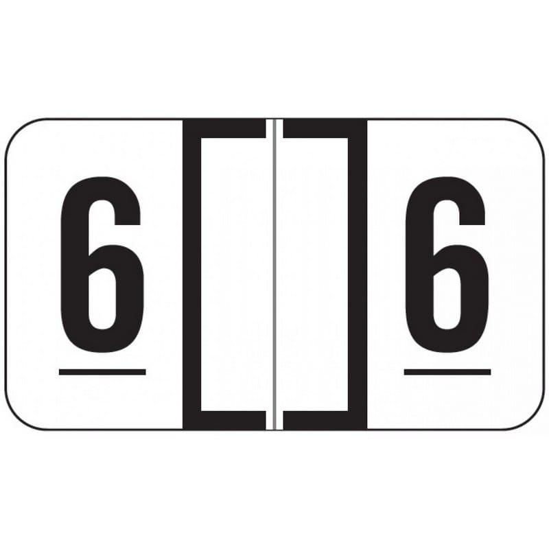 Jeter 0300 Compatible Numeric "6" Labels, Laminated Stock, 1-5/8" x 15/16" Individual Numbers - Roll of 500