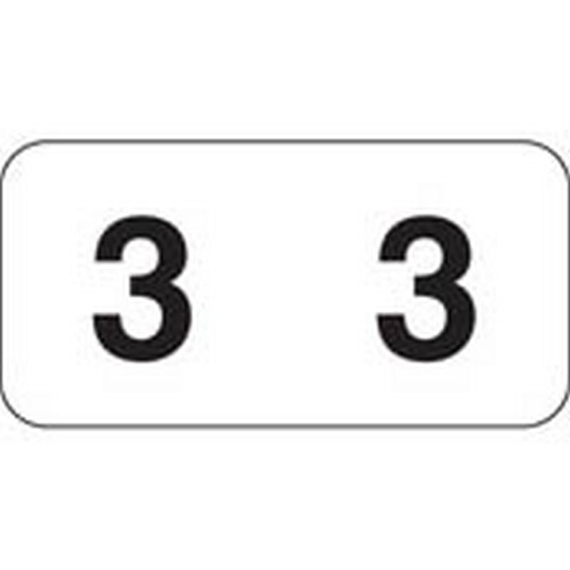 Jeter Compatible Numeric "3" Labels, Polylaminated Stock, 3/4" X 1-1/2" Individual Numbers - Roll of 500