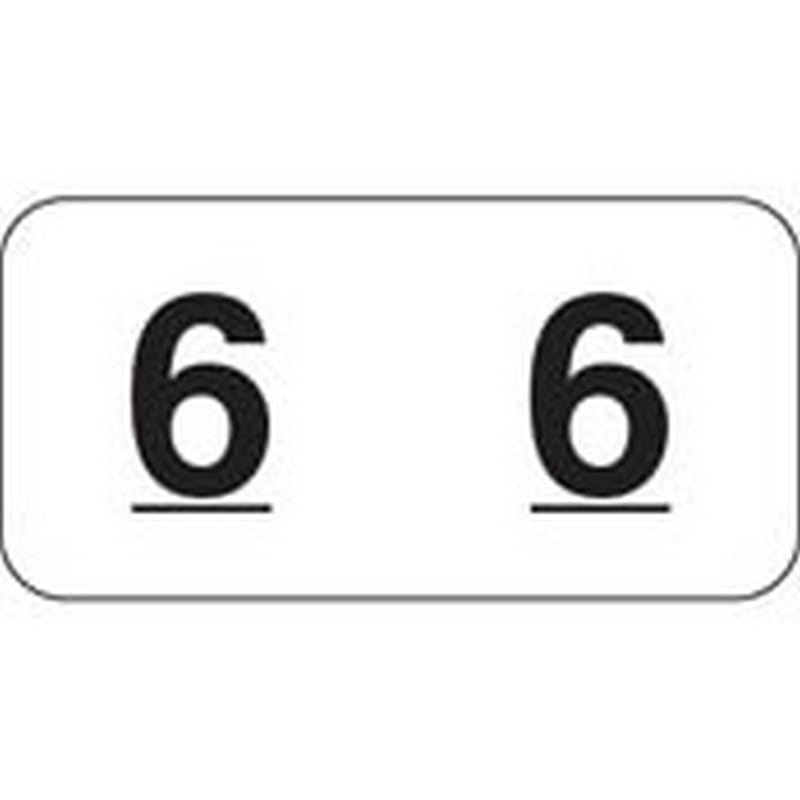 Jeter Compatible Numeric "6" Labels, Polylaminated Stock, 3/4" X 1-1/2" Individual Numbers - Roll of 500