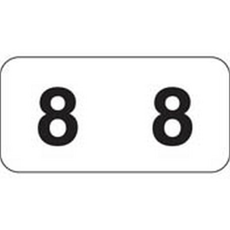 Jeter Compatible Numeric "8" Labels, Polylaminated Stock, 3/4" X 1-1/2" Individual Numbers - Roll of 500