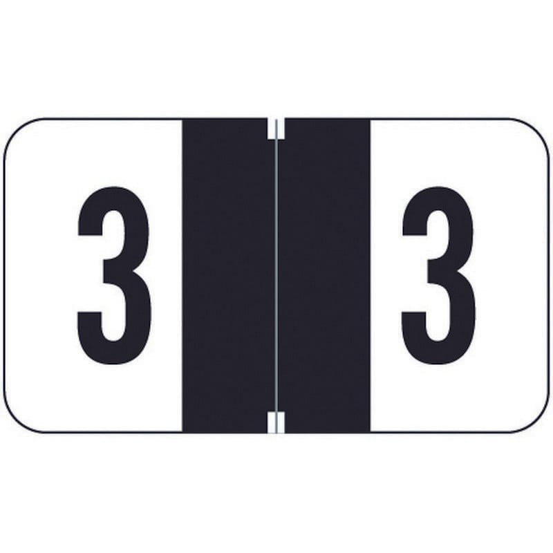 Jeter 2600 Compatible Numeric "3" Labels, Laminated Stock, 1-5/8" x 15/16" Individual Numbers - Roll of 500