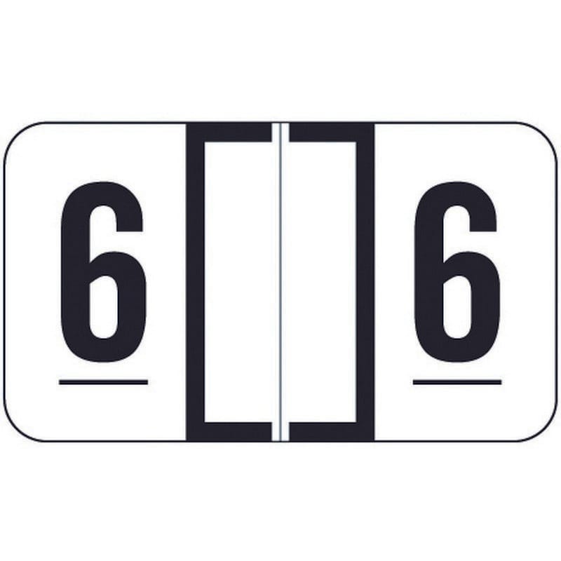 Jeter 2600 Compatible Numeric "6" Labels, Laminated Stock, 1-5/8" x 15/16" Individual Numbers - Roll of 500
