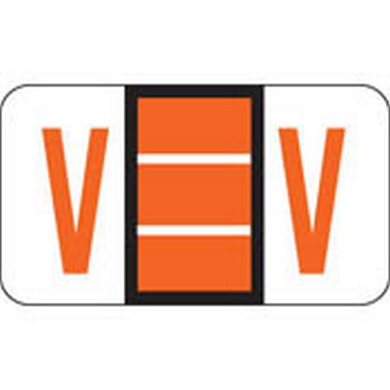 Jeter Compatible "V" Labels, Polylaminated Stock, 15/16 " X 1-5/8" Individual Letters - Roll of 500