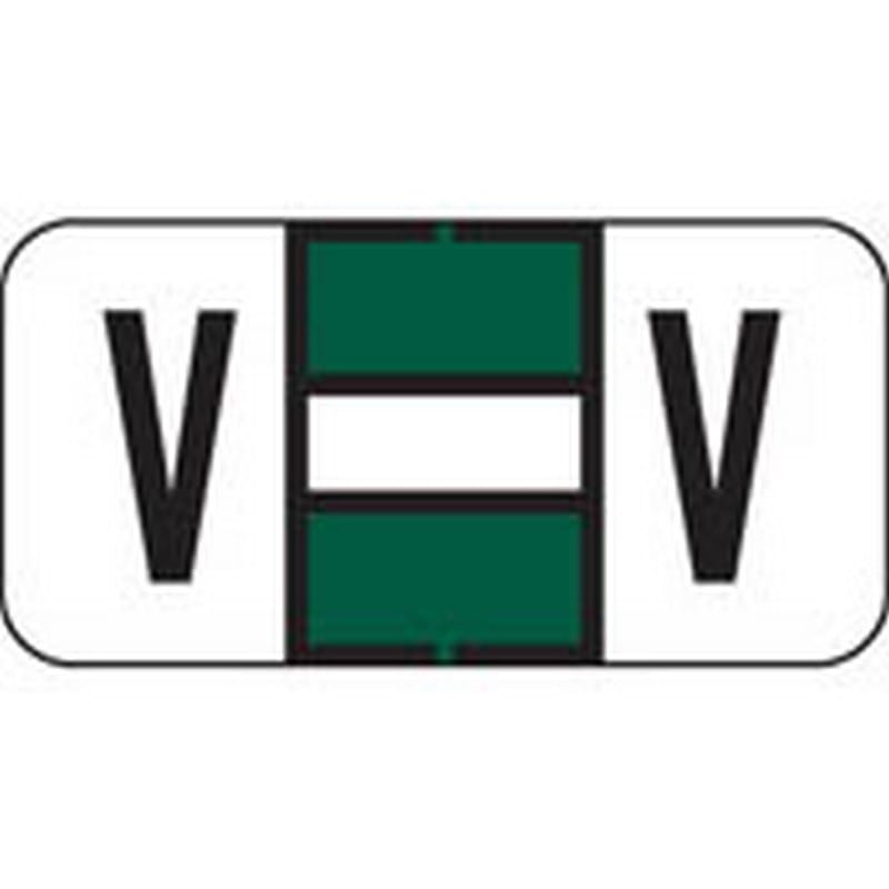 Jeter Compatible "V" Labels, Polylaminated Stock, 3/4 " X 1-1/2" Individual Letters - Roll of 500