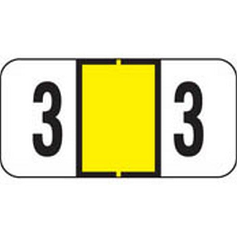Jeter Compatible Numeric "3" Labels, Polylaminated Stock, 3/4" X 1-1/2" Individual Numbers - Roll of 500