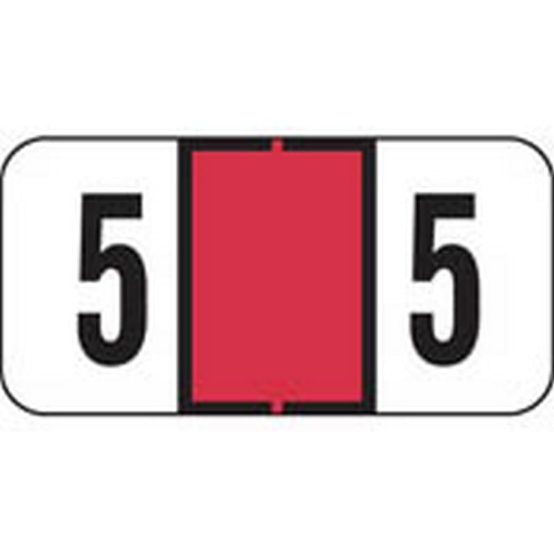 Jeter Compatible Numeric "5" Labels, Polylaminated Stock, 3/4" X 1-1/2" Individual Numbers - Roll of 500