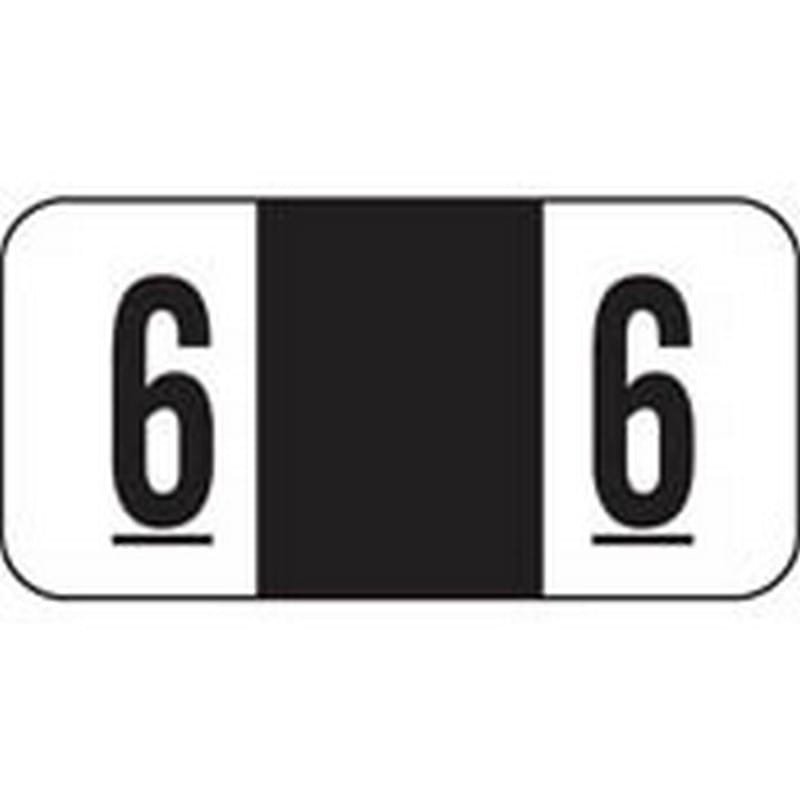 Jeter Compatible Numeric "6" Labels, Polylaminated Stock, 3/4" X 1-1/2" Individual Numbers - Roll of 500