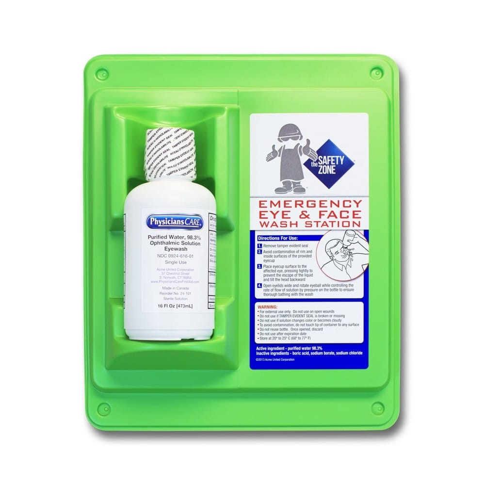 16 Oz. Wall Mount, Single Bottle Eye Wash Station (Sold Individually)