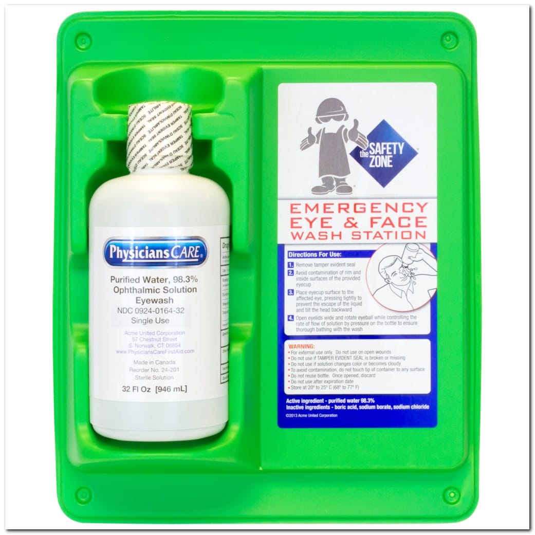 32 Oz. Wall Mount, Single Bottle Eye Wash Station (Sold Individually)