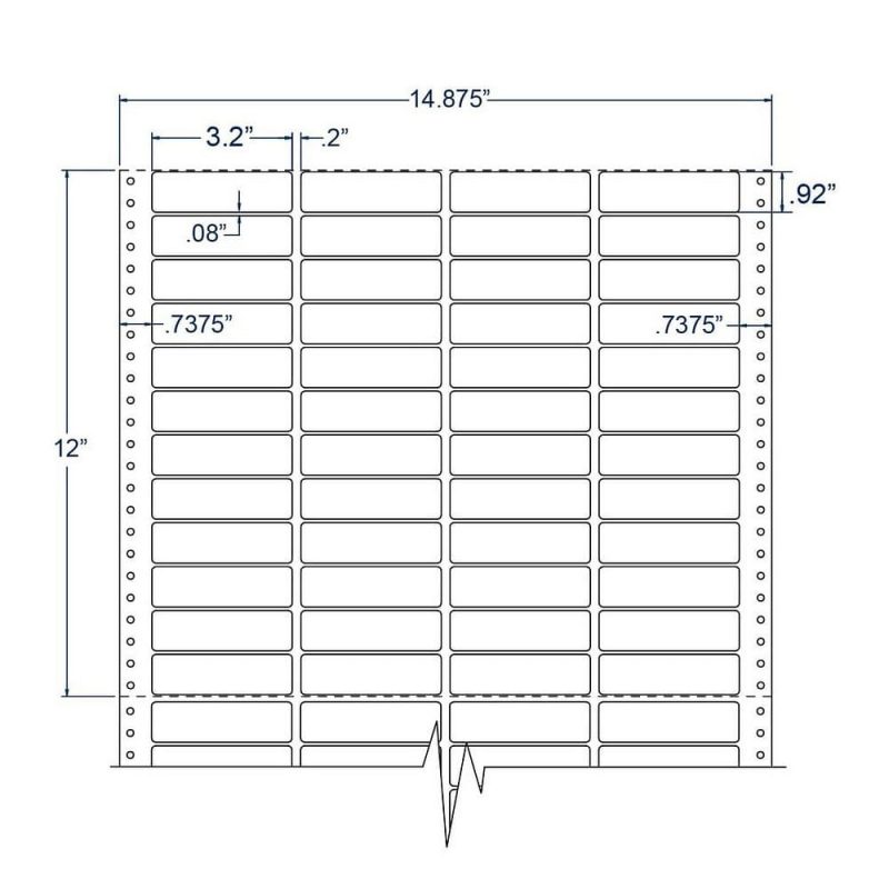 3.2" x 0.92" Four Across White pinfeed Cheshire Address Labels (20000 Labels Per Carton)