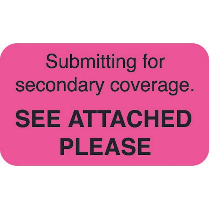 Insurance Labels, Seee Attached Labels, Fluorescent Pink, 1-1/2" x 7/8" (Roll of 250)