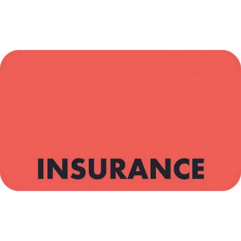 Insurance Labels, Insurance, Fluorescent Red, 1-1/2" x 7/8" (Roll of 250)