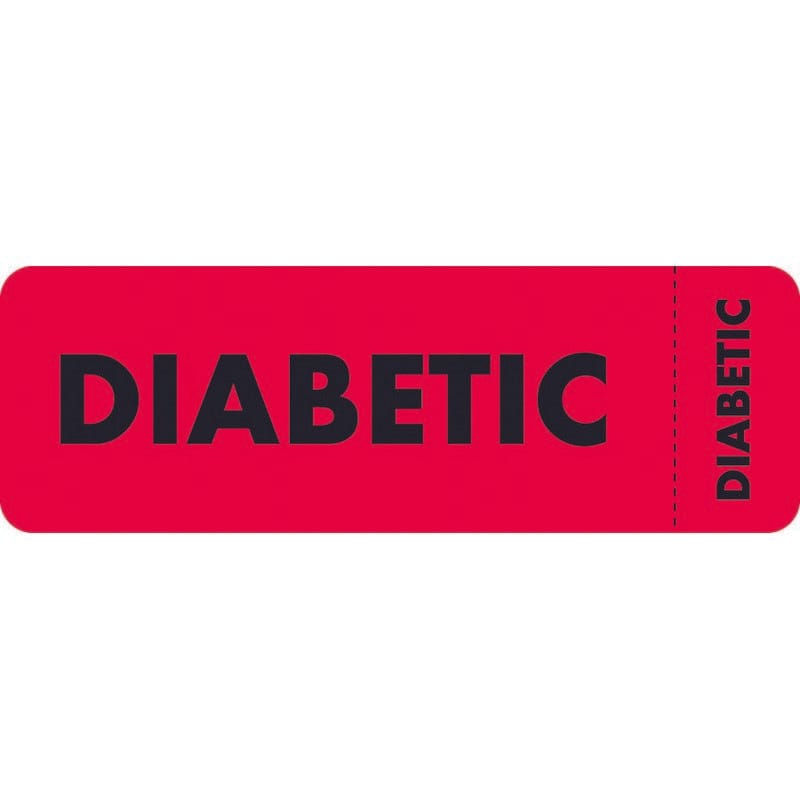 Chart Labels, DIABETIC - Red, 3" X 1" (Roll of 250)