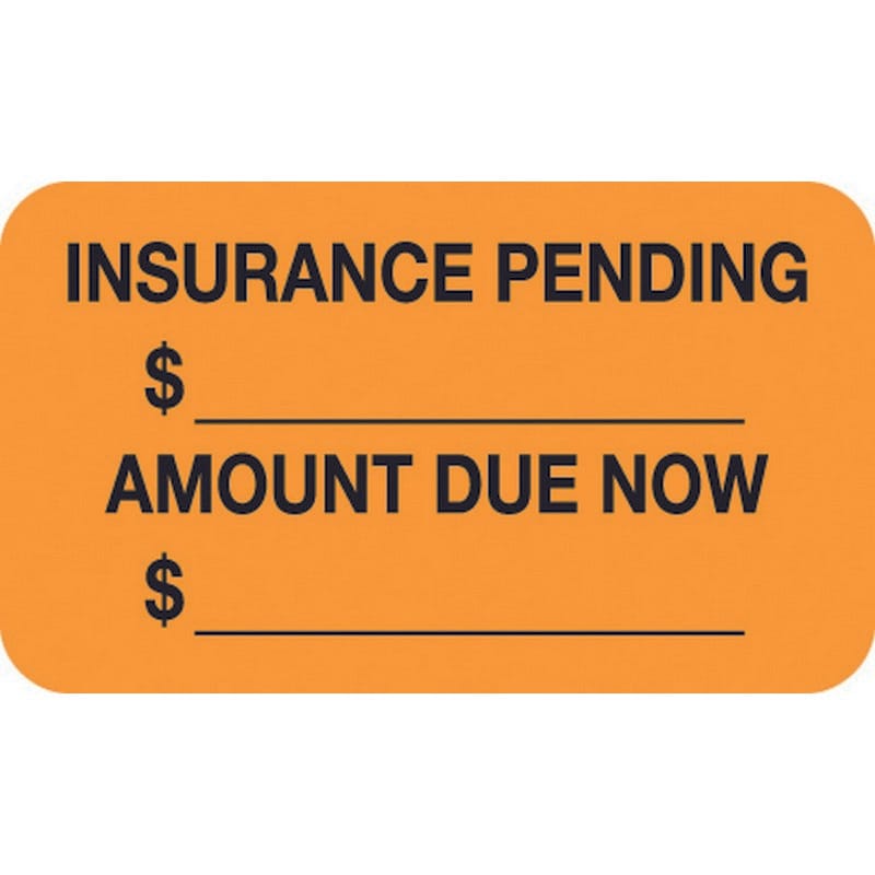 Insurance Labels, Fluorescent Orange, 1-1/2" x 7/8", (Roll of 250)