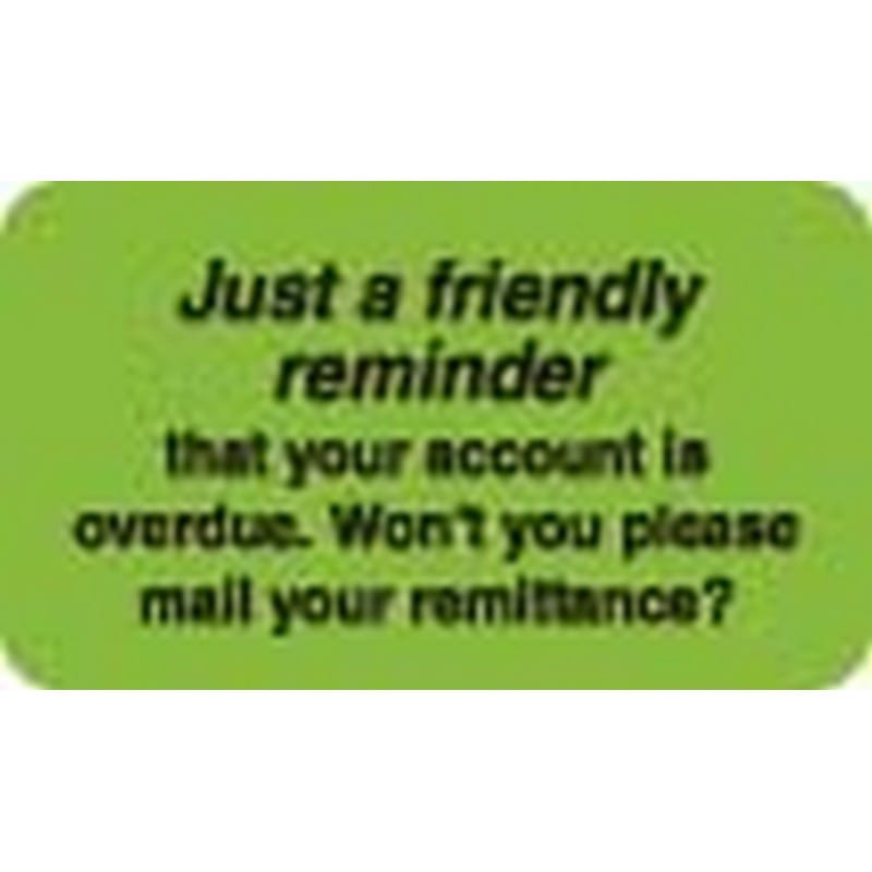 Reminder Account Overdue 1-1/2" x 7/8" Fl-Green Label (Roll of 250) - Image 2