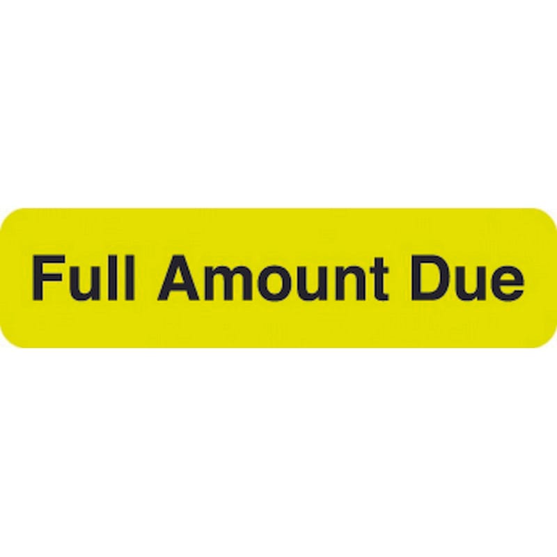 Billing Collection Labels, Full Amount Due - Fluorescent Chartreuse, 1-1/4" X 5/16" (Roll of 500)