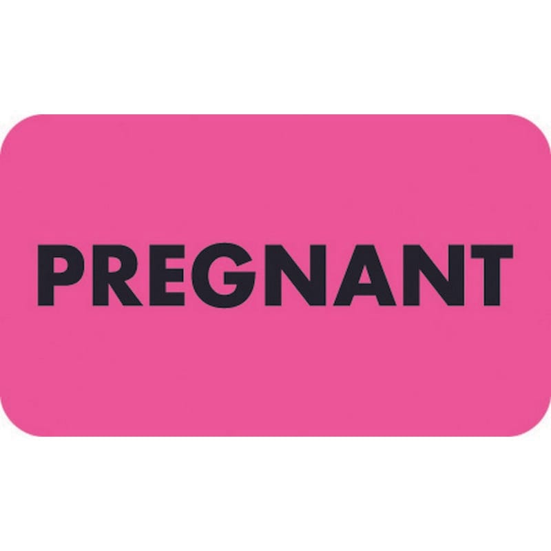 Chart Labels, PREGNANT - Fluorescent Pink, 1-1/2" X 7/8" (Roll of 250)
