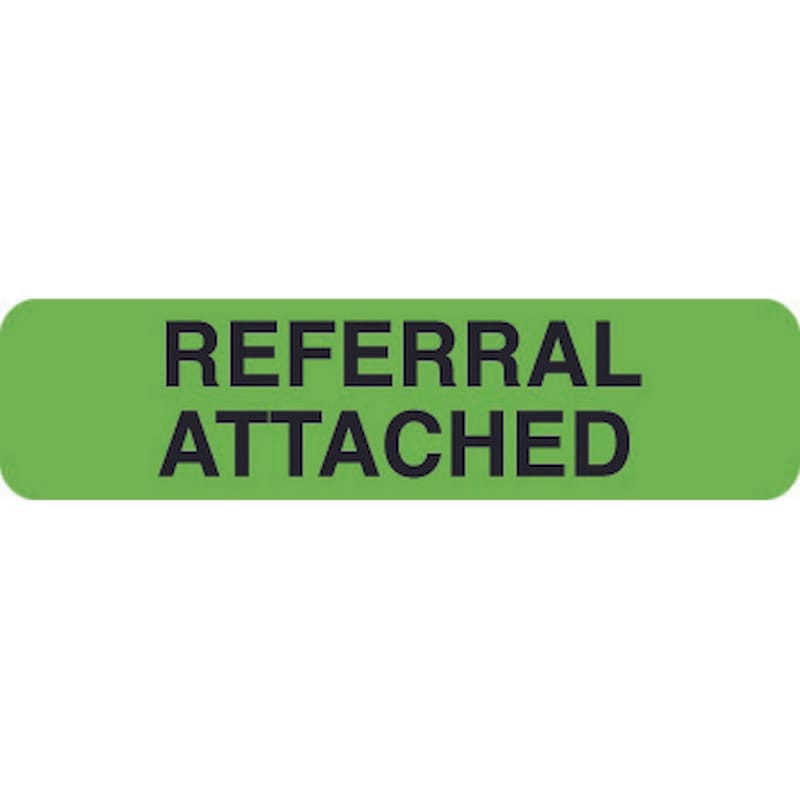 Insurance Labels, REFERRAL ATTACHED - Fl Green, 1-1/4" X 5/16" (Roll of 500)