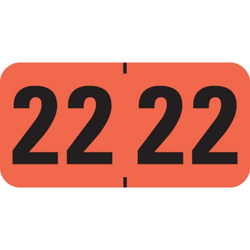 Medical Arts Press Compatible "22" Yearband Labels, Laminated Stock 1-1/2" x 3/4" - 500 per Roll