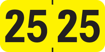 Medical Arts Press Compatible "25" Yearband Labels, Laminated Stock 1-1/2" x 3/4" - 500 per Roll
