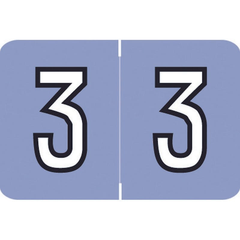 Barkley NCPM Compatible Numeric "3" Labels, Laminated Stock, 1" X 1-1/2" Individual Numbers - Roll of 500