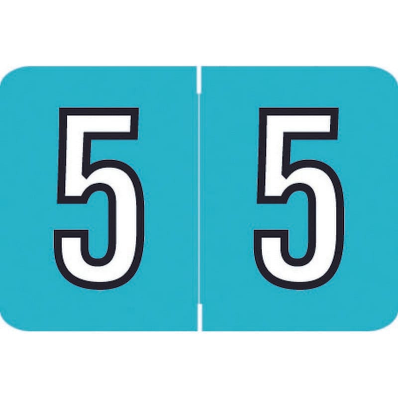 Barkley NCPM Compatible Numeric "5" Labels, Laminated Stock, 1" X 1-1/2" Individual Numbers - Roll of 500