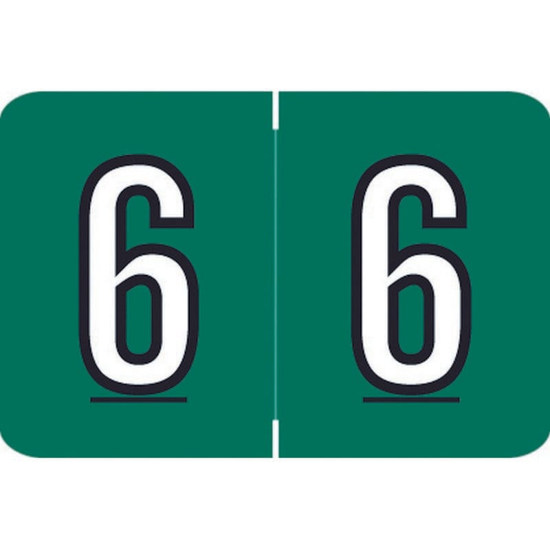 Barkley NCPM Compatible Numeric "6" Labels, Laminated Stock, 1" X 1-1/2" Individual Numbers - Roll of 500
