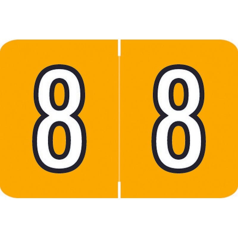 Barkley NCPM Compatible Numeric "8" Labels, Laminated Stock, 1" X 1-1/2" Individual Numbers - Roll of 500