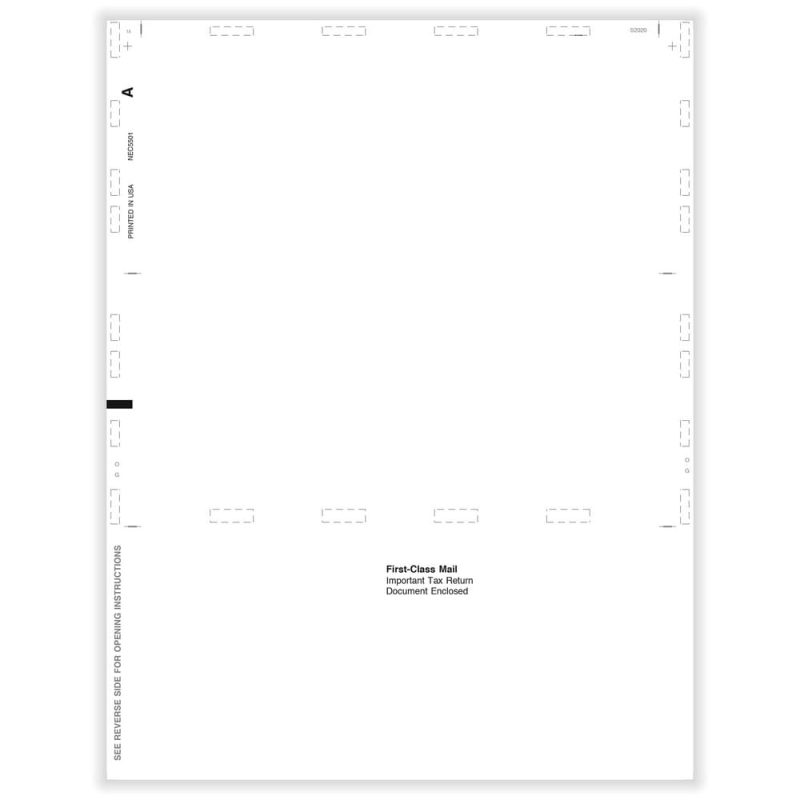 TFP 11" Blank 1099-NEC w/ Backer Instructions – Z-Fold - Pack of 500