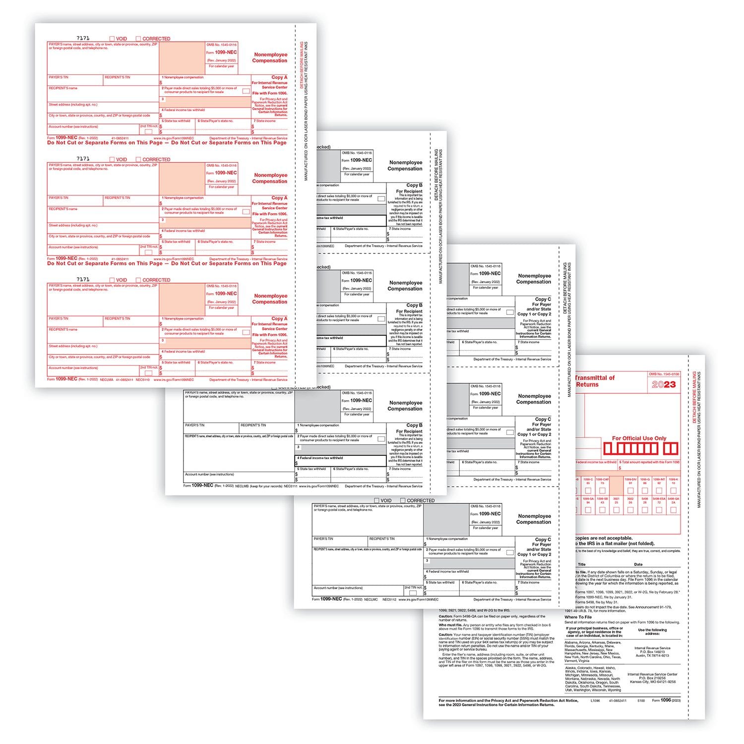 1099-NEC Set, 3-Part (50 Employees)