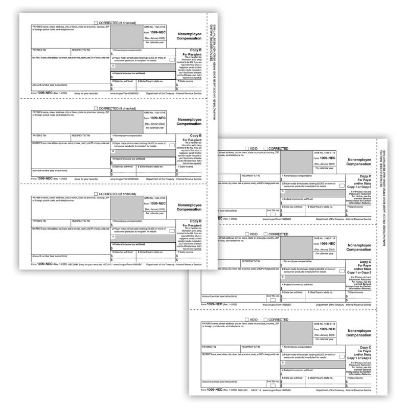 1099-NEC Set, 3-Part (50 Employees)