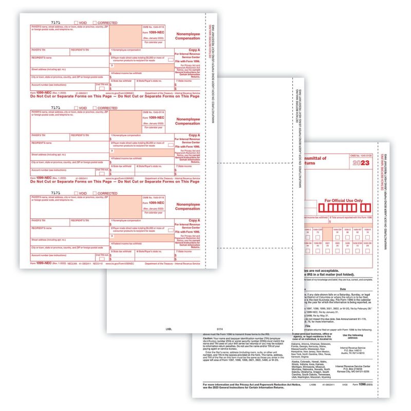 TFP 1099-NEC Blank Packaged Laser Set, 5-Part, 50 Employees