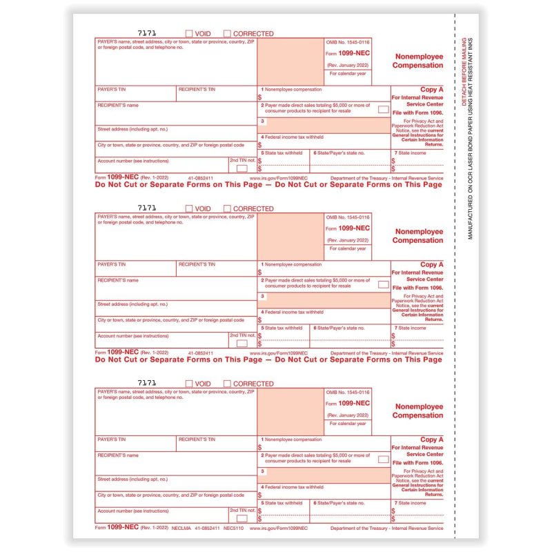 APEX 1099-NEC Federal Copy A - Pack of 500