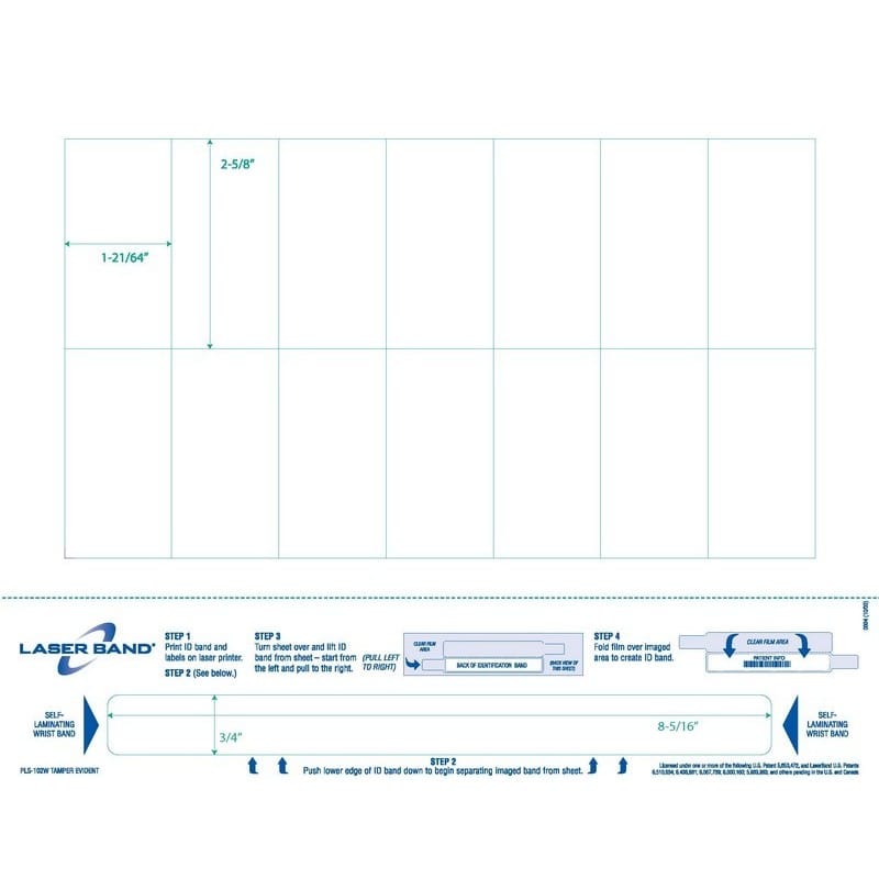 8-1/2" x 11" Adult Band w/ Labels & Tamper Evident. (Carton of 1000)