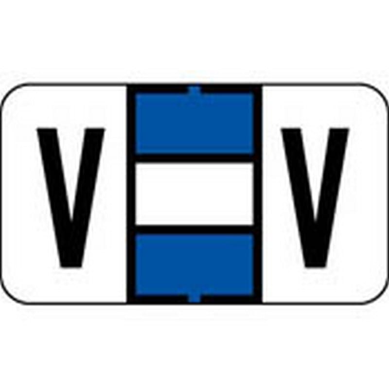 POS Compatible "V" Labels, Polylaminated Stock, 15/16 " X 1-5/8" Individual Letters - Ringbook pack of 240