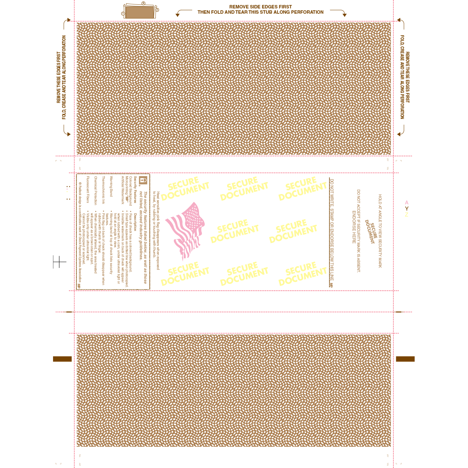 8-1/2" x 11" Z Fold Check - Blue w/Brown Check - Basic Security Paper (Box of 2000) - Image 3