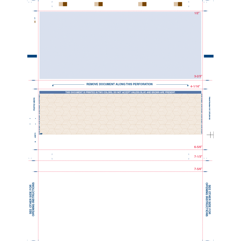 8-1/2" x 11" Z Fold Check - Blue w/Brown Check - Basic Security Paper (Box of 2000)